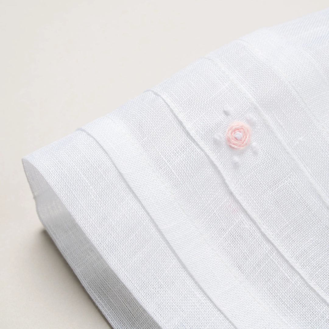 Blue Almonds Ltd Baby Girls linen Dress 'Fiori Rosa' Piccola Giuggiola