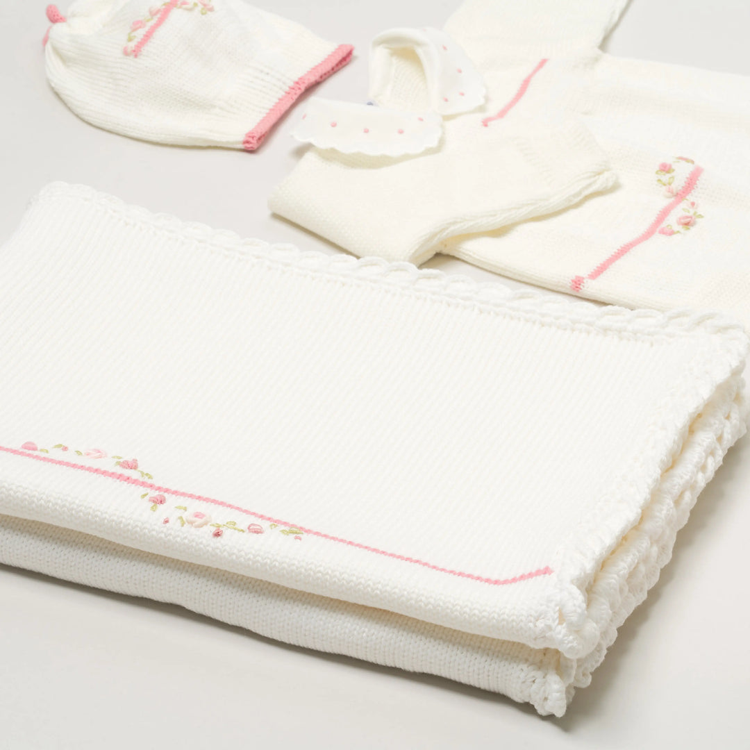 Blue Almonds Ltd Baby girls knitted layette gift 'Piccola Rosa' Piccola Giuggiola