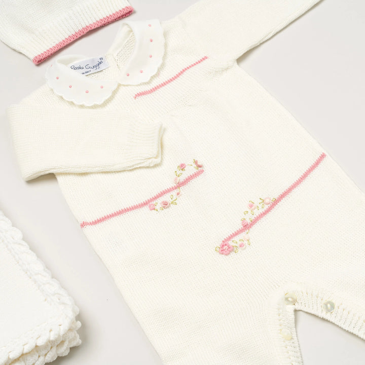 Blue Almonds Ltd Baby girls knitted layette gift 'Piccola Rosa' Piccola Giuggiola