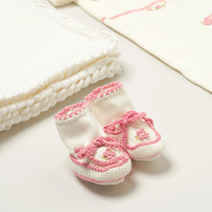 Blue Almonds Ltd Baby girls knitted layette gift 'Piccola Rosa' Piccola Giuggiola