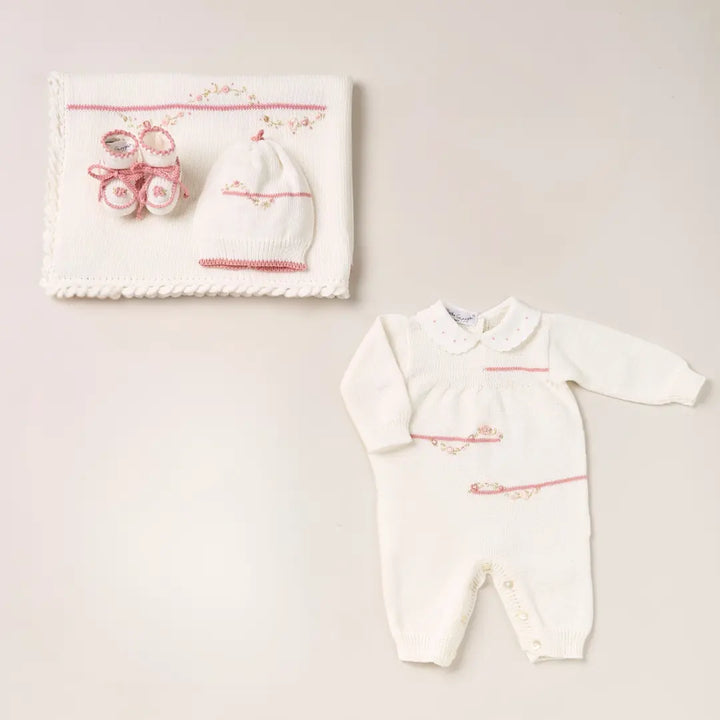 Blue Almonds Ltd Baby girls knitted layette gift 'Piccola Rosa' Piccola Giuggiola