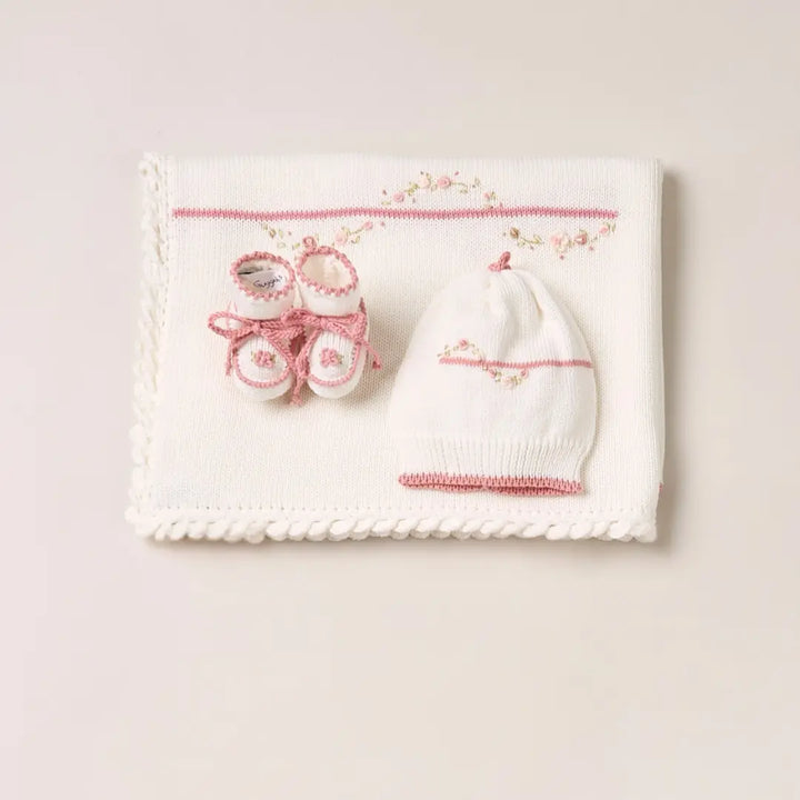 Blue Almonds Ltd Baby girls knitted layette gift 'Piccola Rosa' Piccola Giuggiola