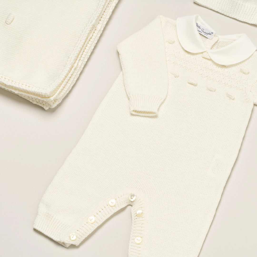 Blue Almonds Ltd Baby knitted layette gift 'Eleganza' Piccola Giuggiola