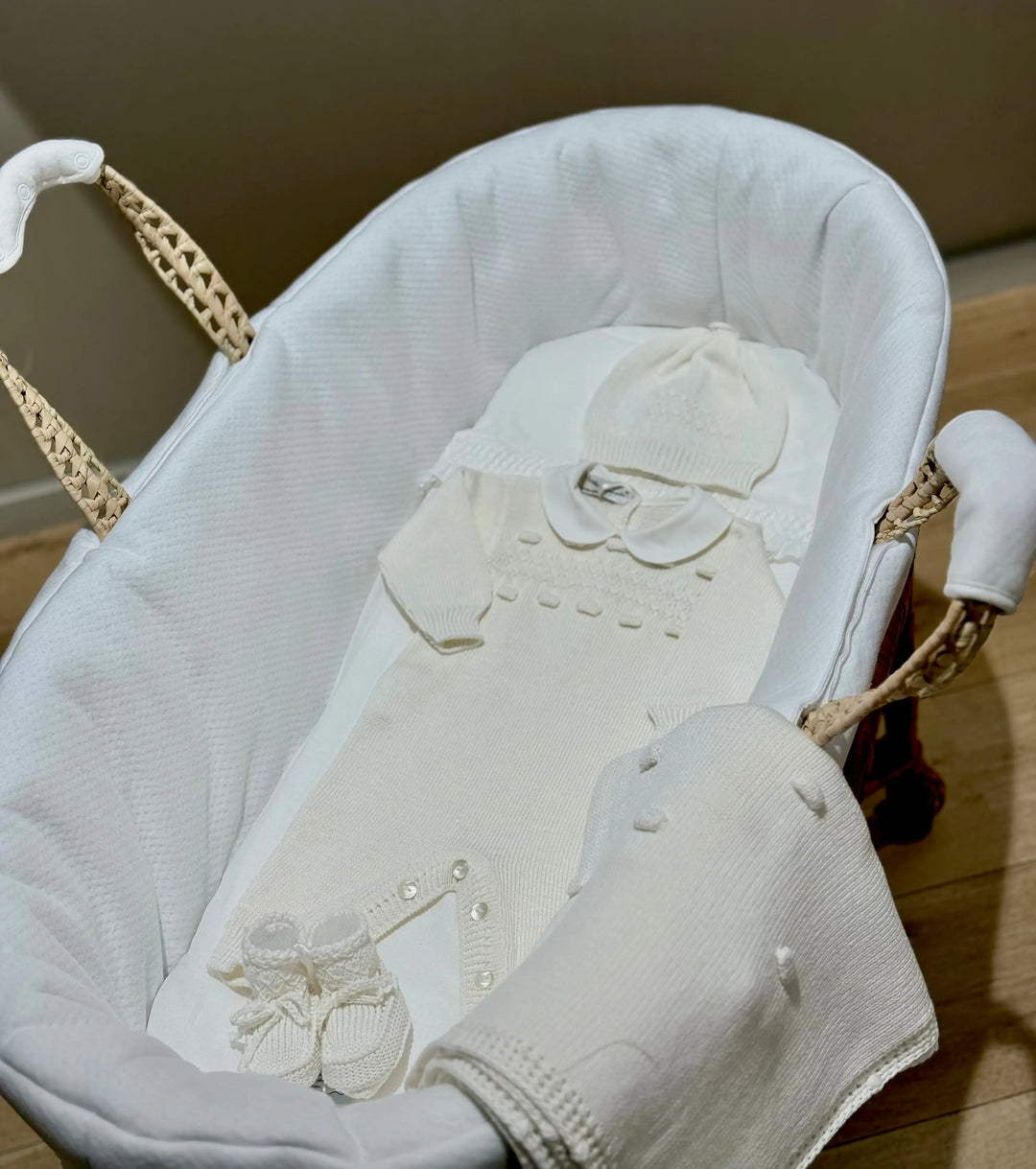 Blue Almonds Ltd Baby knitted layette gift 'Eleganza' Piccola Giuggiola