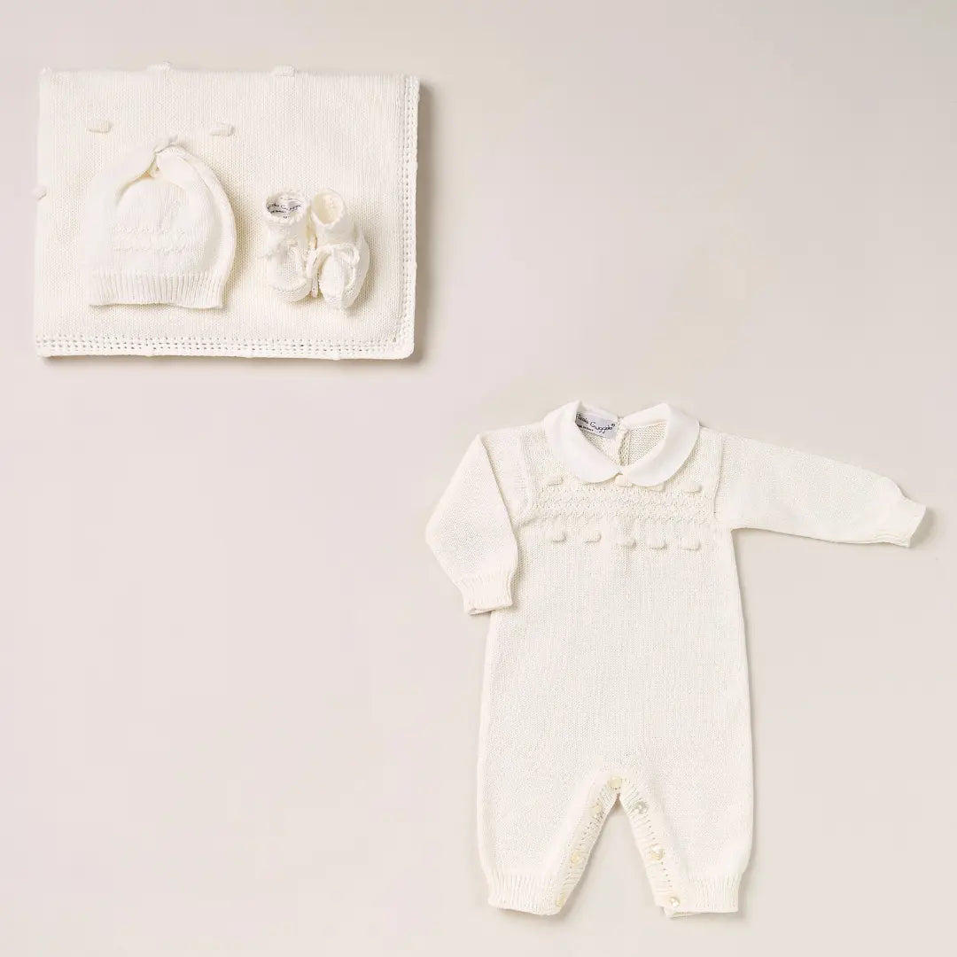 Blue Almonds Ltd Baby knitted layette gift 'Eleganza' Piccola Giuggiola