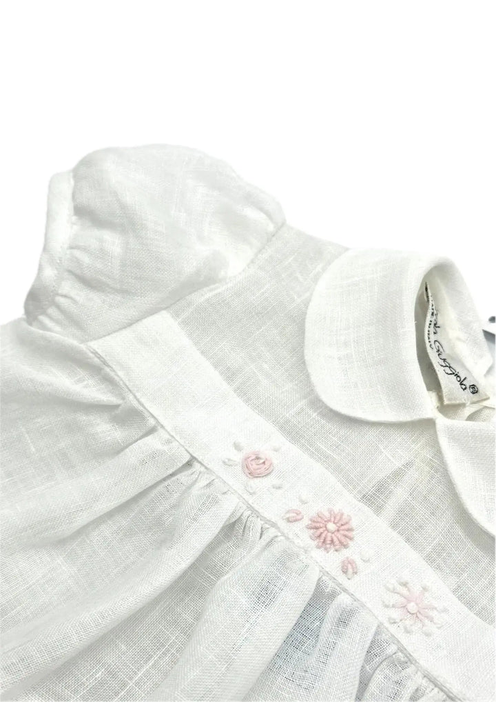 Blue Almonds Ltd Baby Girls linen Dress 'Fiori Rosa' Piccola Giuggiola