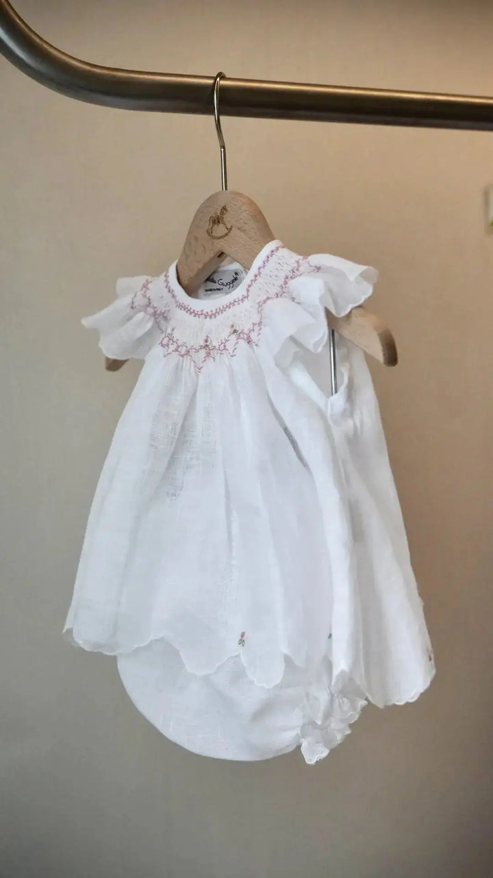 Blue Almonds Ltd Hand-Smocked Baby Girls Dress 'Amore' Piccola Giuggiola