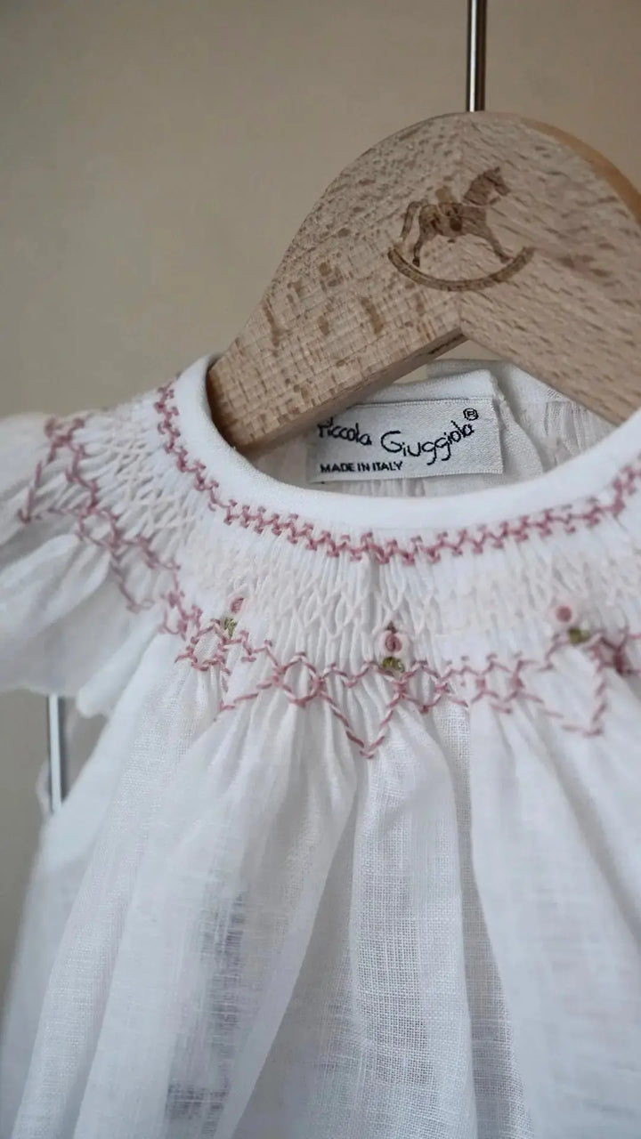 Blue Almonds Ltd Hand-Smocked Baby Girls Dress 'Amore' Piccola Giuggiola