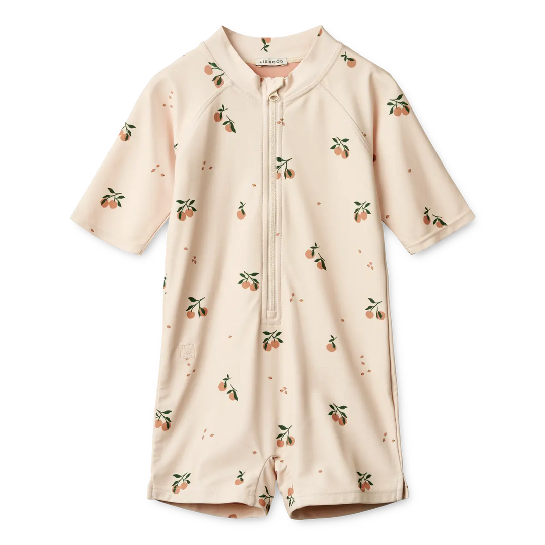 Blue Almonds Ltd Max Printed Shortsleeve Swim Jumpsuit - Peach / Sea shell - UNISEX LIEWOOD