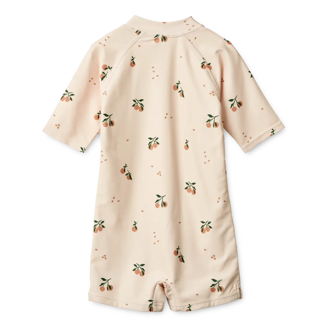 Blue Almonds Ltd Max Printed Shortsleeve Swim Jumpsuit - Peach / Sea shell - UNISEX LIEWOOD