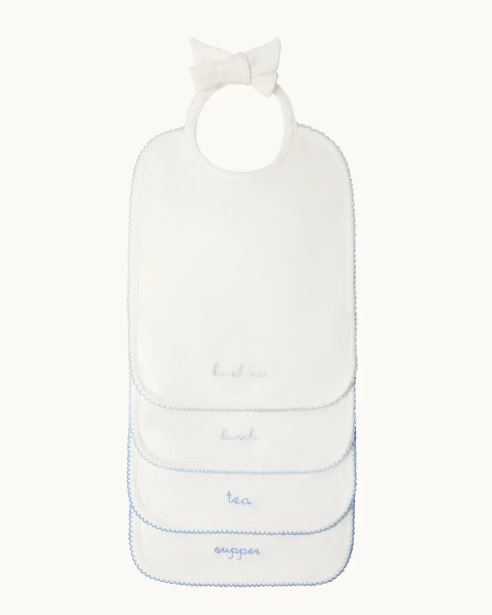 Blue Almonds Ltd Morning Till Night Bib Set - White & Blue Blue Almonds