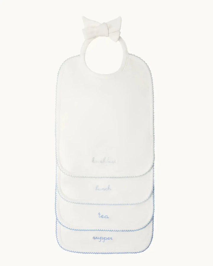 Blue Almonds Ltd Morning Till Night Bib Set - White & Blue Blue Almonds