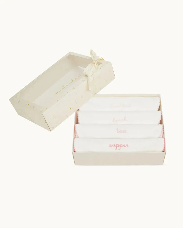 Blue Almonds Ltd Morning Till Night Bib Set - White & Pink Blue Almonds