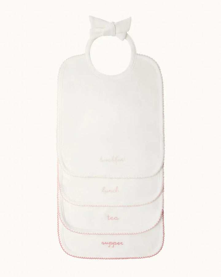 Blue Almonds Ltd Morning Till Night Bib Set - White & Pink Blue Almonds