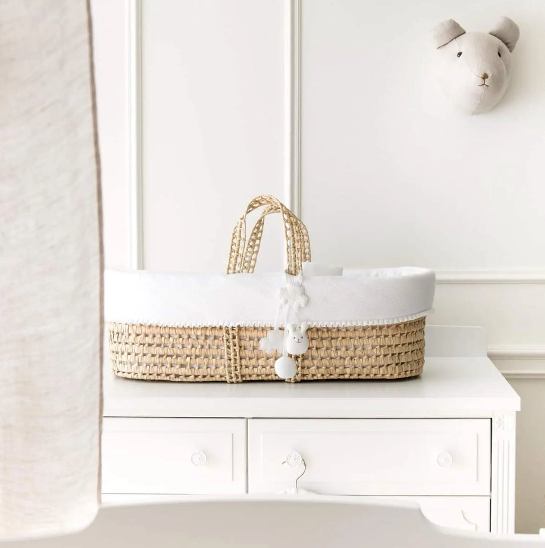 Blue Almonds Ltd Moses Basket - Cotton White Theophile & Patachou
