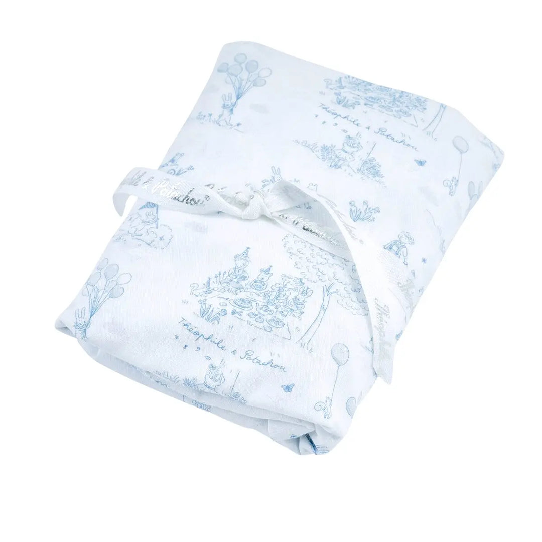 Blue Almonds Ltd Moses fitted sheet - Cradles - Printed Blue Garden Party Theophile & Patachou