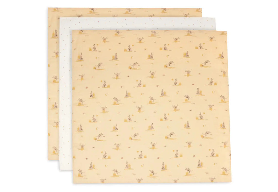 Blue Almonds Ltd Mouth Cloth Muslin  - Kanagroo - 3 Pack Jollein