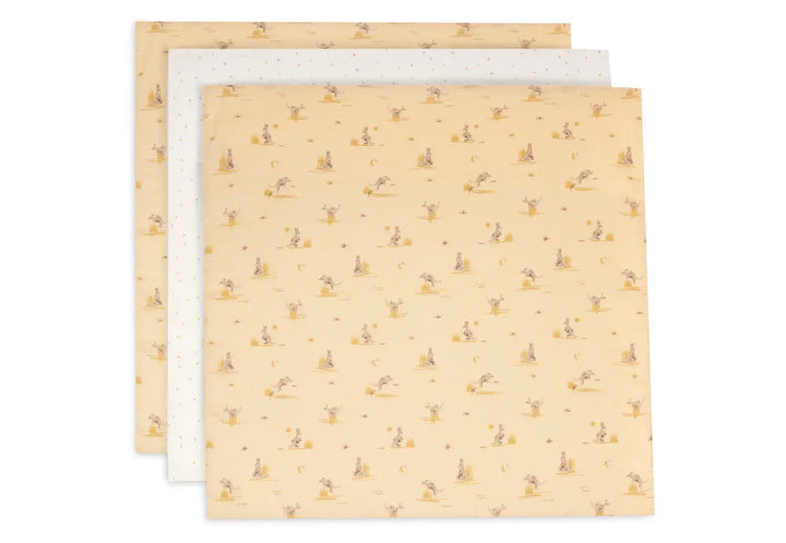 Blue Almonds Ltd Mouth Cloth Muslin  - Kanagroo - 3 Pack Jollein