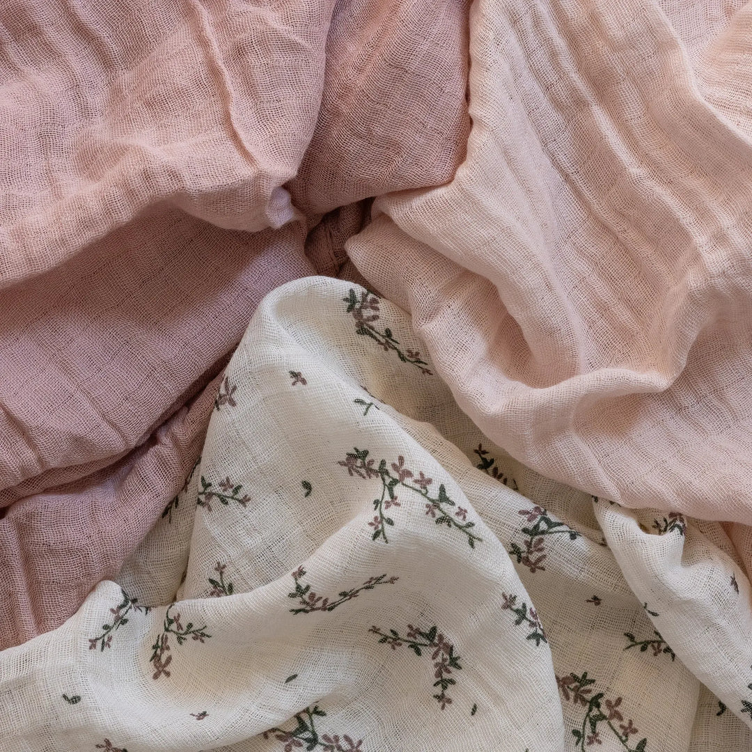 Blue Almonds Ltd Muslin 3 pack in Powder Blossom Sebra