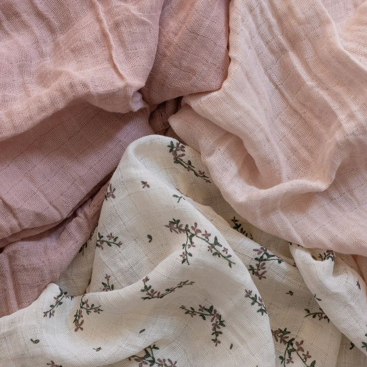 Blue Almonds Ltd Muslin 3 pack in Powder Blossom Sebra