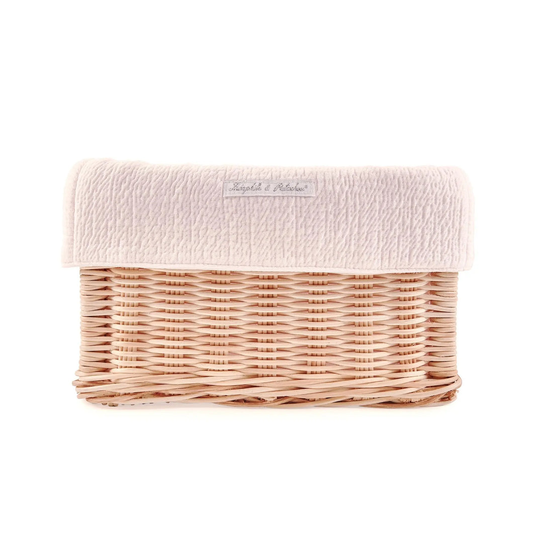 Blue Almonds Ltd Natural wicker basket + Padded Cover - Cotton Pink Theophile & Patachou