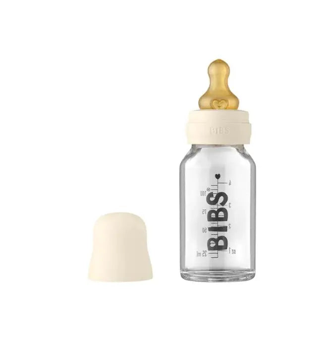 Blue Almonds Ltd Baby Glass Bottle Complete Set 110ml - Ivory BIBS Pacifiers