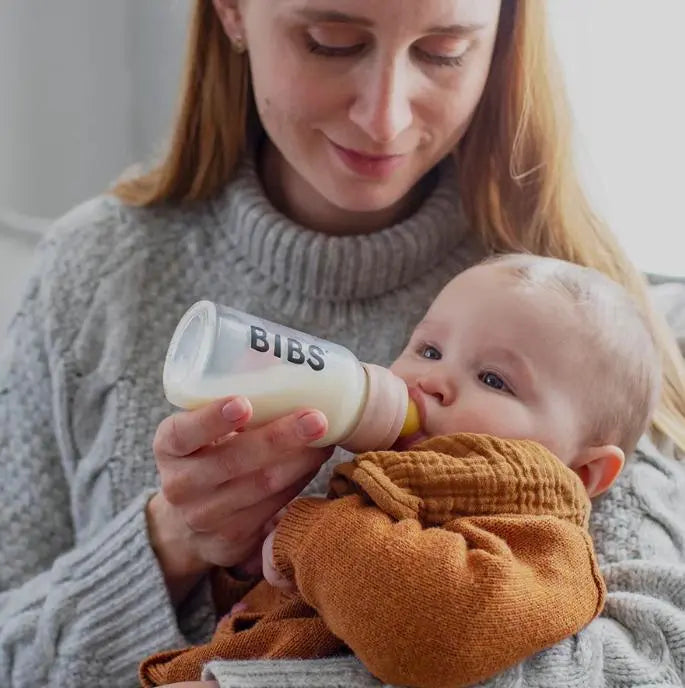 Blue Almonds Ltd Baby Glass Bottle Complete Set 110ml - Ivory BIBS Pacifiers