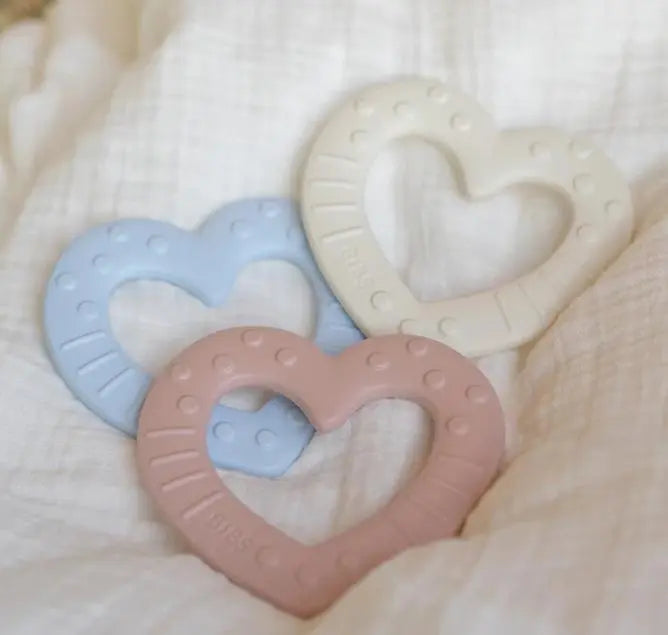 Blue Almonds Ltd Baby heart teether - Blush BIBS Pacifiers