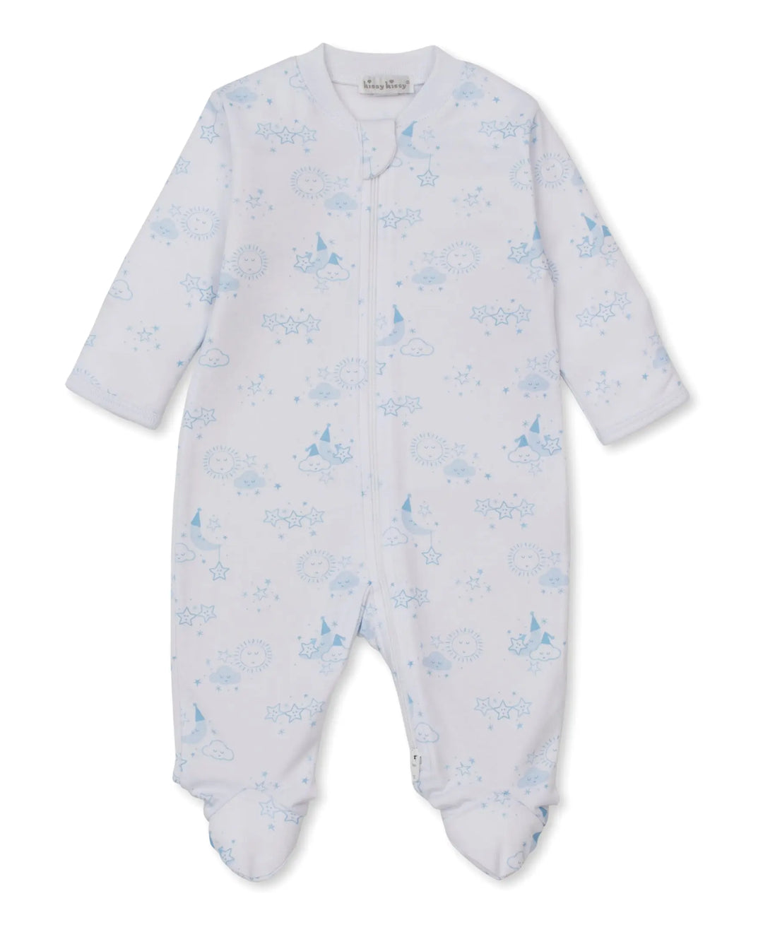 Blue Almonds Ltd Nightfall - Footie w/ Zip PRT - Light Blue Kissy Kissy