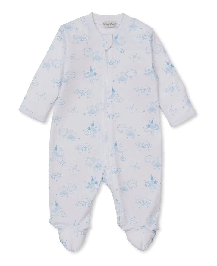 Blue Almonds Ltd Nightfall - Footie w/ Zip PRT - Light Blue Kissy Kissy