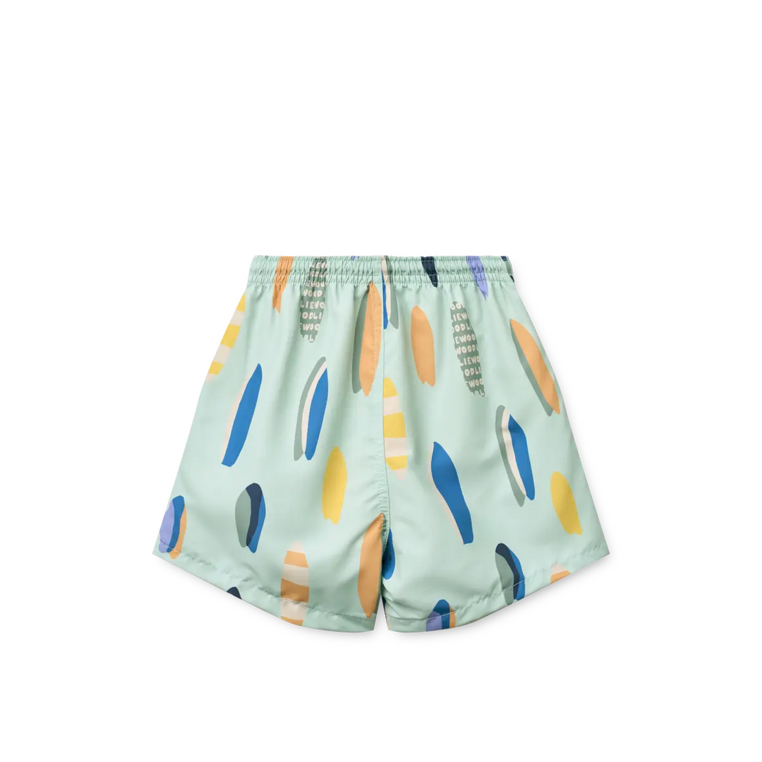 Blue Almonds Ltd Noah Placement Longsleeve Swim Tee & Shorts - Boards / Light peppermint - UNISEX Liewood