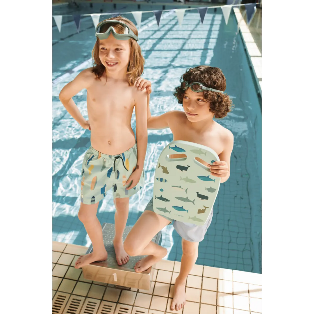 Blue Almonds Ltd Noah Placement Longsleeve Swim Tee & Shorts - Boards / Light peppermint - UNISEX Liewood