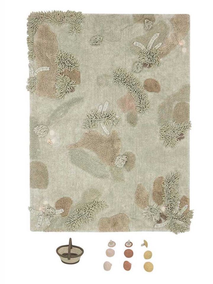 Blue Almonds Ltd Washable cotton play rug "mushroom forest" Lorena Canals