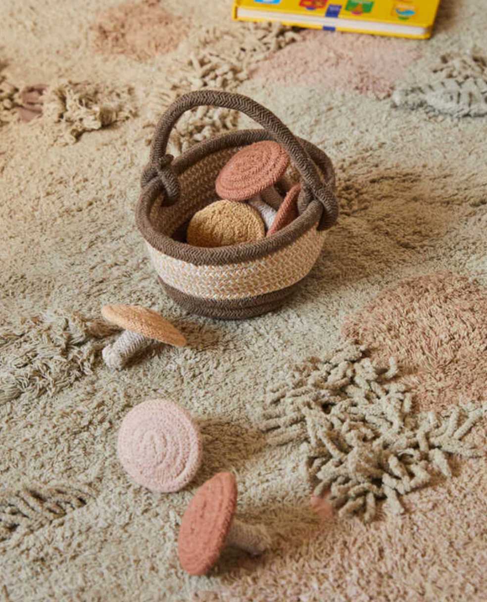 Blue Almonds Ltd Washable cotton play rug "mushroom forest" Lorena Canals