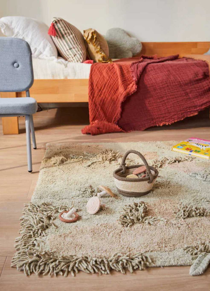 Blue Almonds Ltd Washable cotton play rug "mushroom forest" Lorena Canals