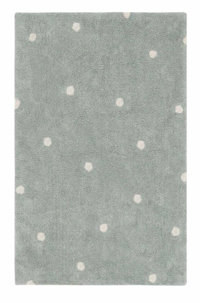 Blue Almonds Ltd Washable cotton rug "Mini Dot Blue Sage" Lorena Canals