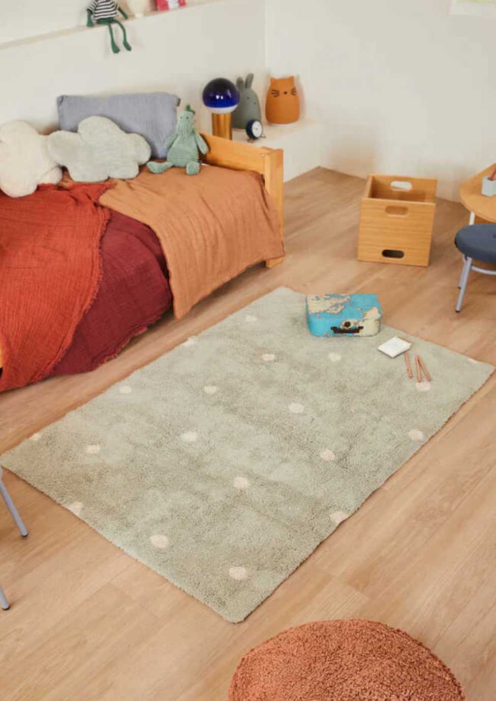 Blue Almonds Ltd Washable cotton rug "Mini Dot Blue Sage" Lorena Canals