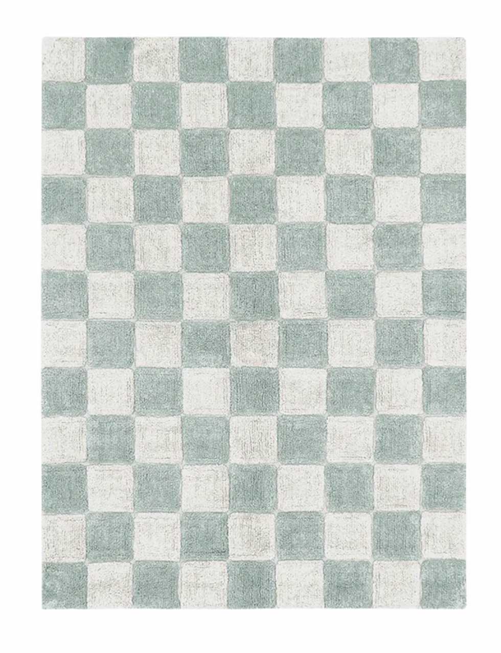 Blue Almonds Ltd Washable cotton rug "Tiles Blue Sage" Lorena Canals