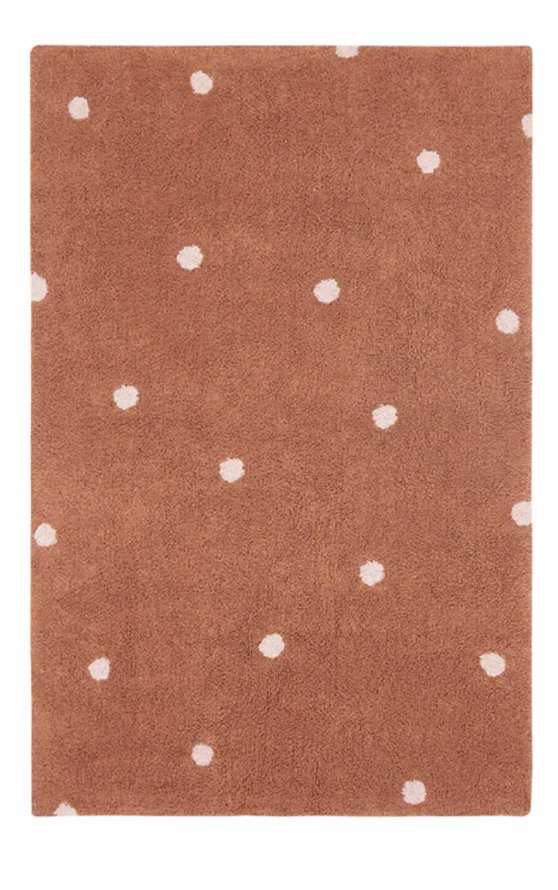 Blue Almonds Ltd Washable cotton rug "mini dot chestnut" Lorena Canals