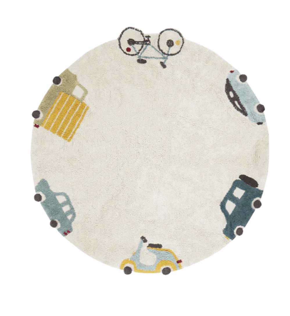 Blue Almonds Ltd Washable cotton rug "wheels" Lorena Canals