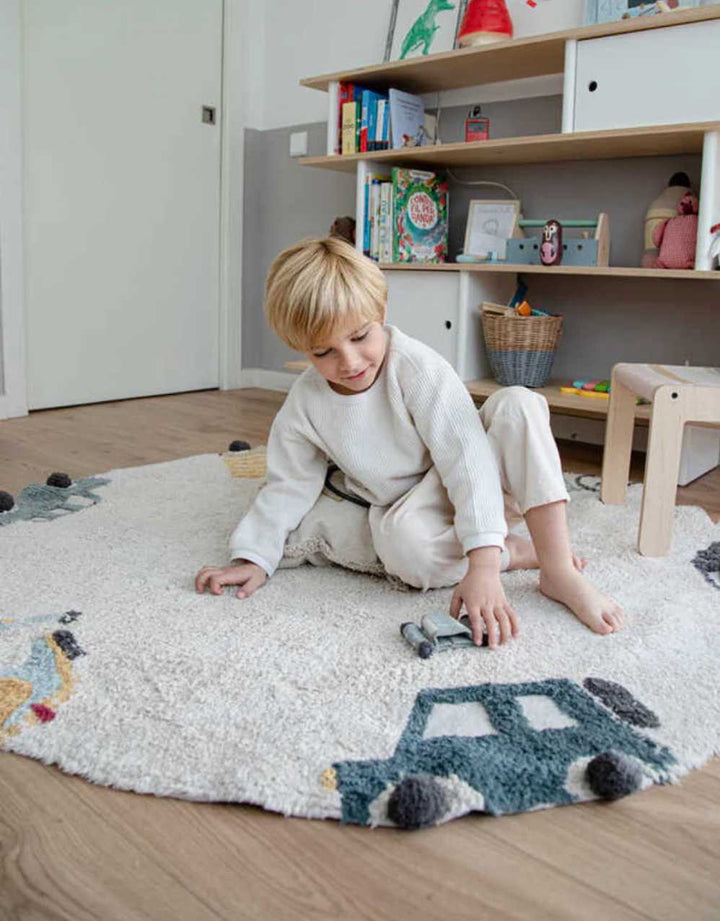 Blue Almonds Ltd Washable cotton rug "wheels" Lorena Canals