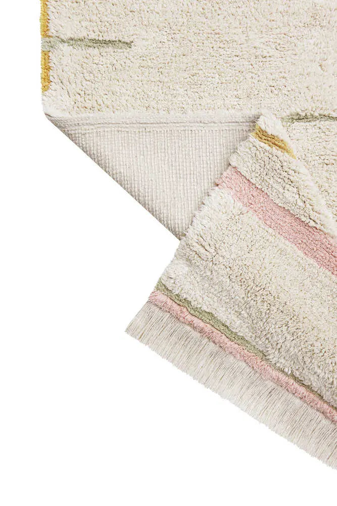 Blue Almonds Ltd Washable cotton rug "Hippy Dots Natural - Vintage Nude" Lorena Canals