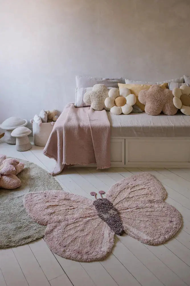 Blue Almonds Ltd Washable cotton rug "Baby Butterfly" Lorena Canals