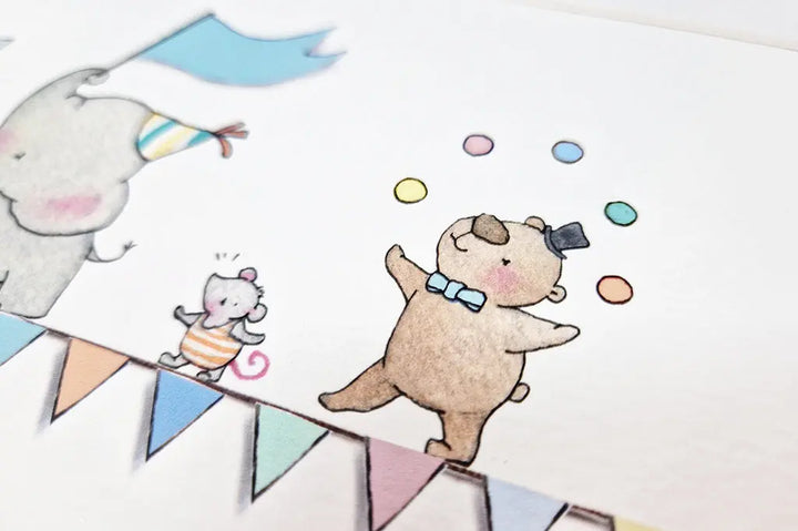 Blue Almonds Ltd Picture ''kids tightrope friends circus'' Daisy & Bump