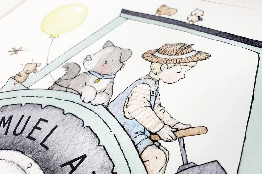 Picture "Childrens farm tractor"-Nursery art-Daisy & Bump-Blue Almonds-London-South Kensington