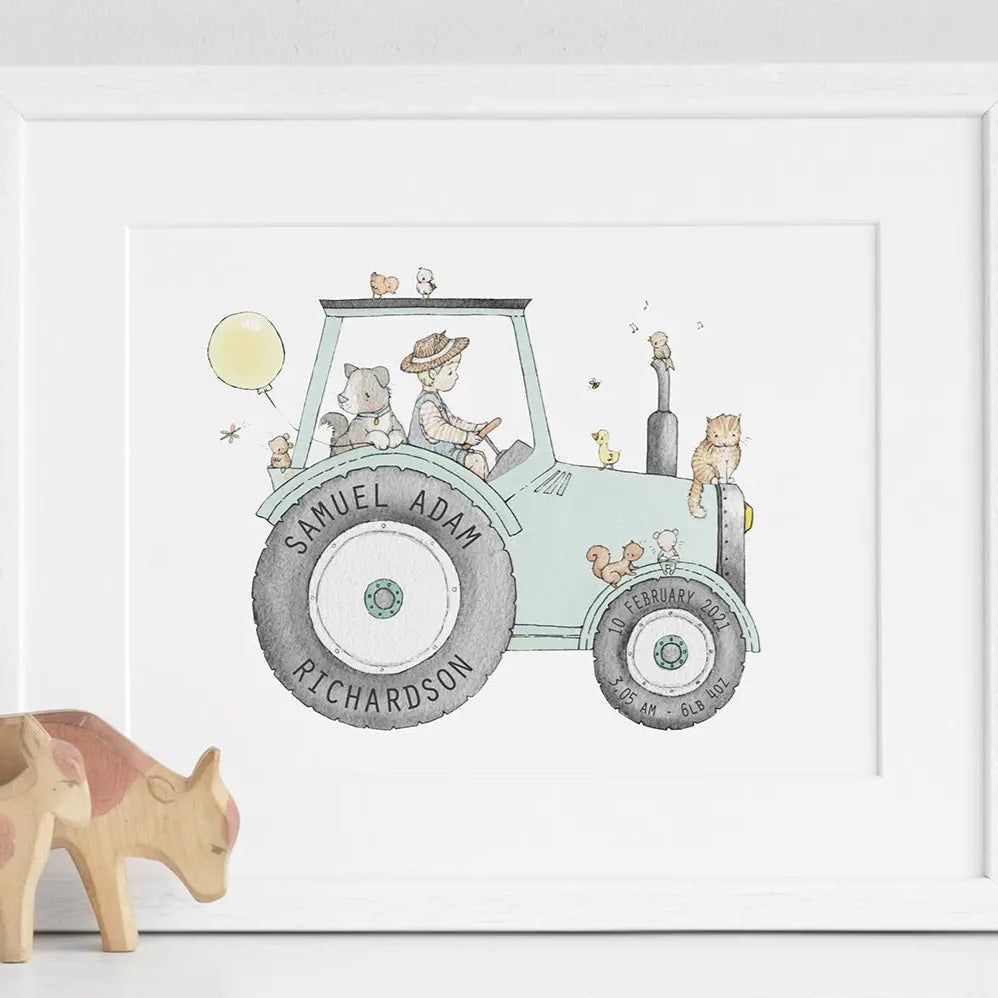 Picture "Childrens farm tractor"-Nursery art-Daisy & Bump-Blue Almonds-London-South Kensington