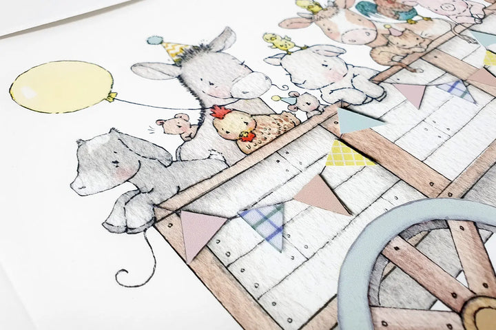 Picture "Farm tractor cart"-Nursery art-Daisy & Bump-Blue Almonds-London-South Kensington