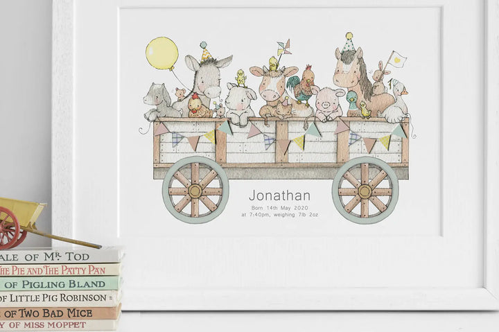 Picture "Farm tractor cart"-Nursery art-Daisy & Bump-Blue Almonds-London-South Kensington