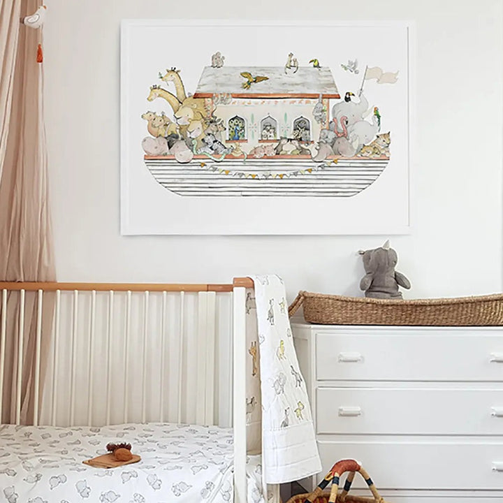 Picture "Noah's ark children" XL-Nursery art-Daisy & Bump-Blue Almonds-London-South Kensington