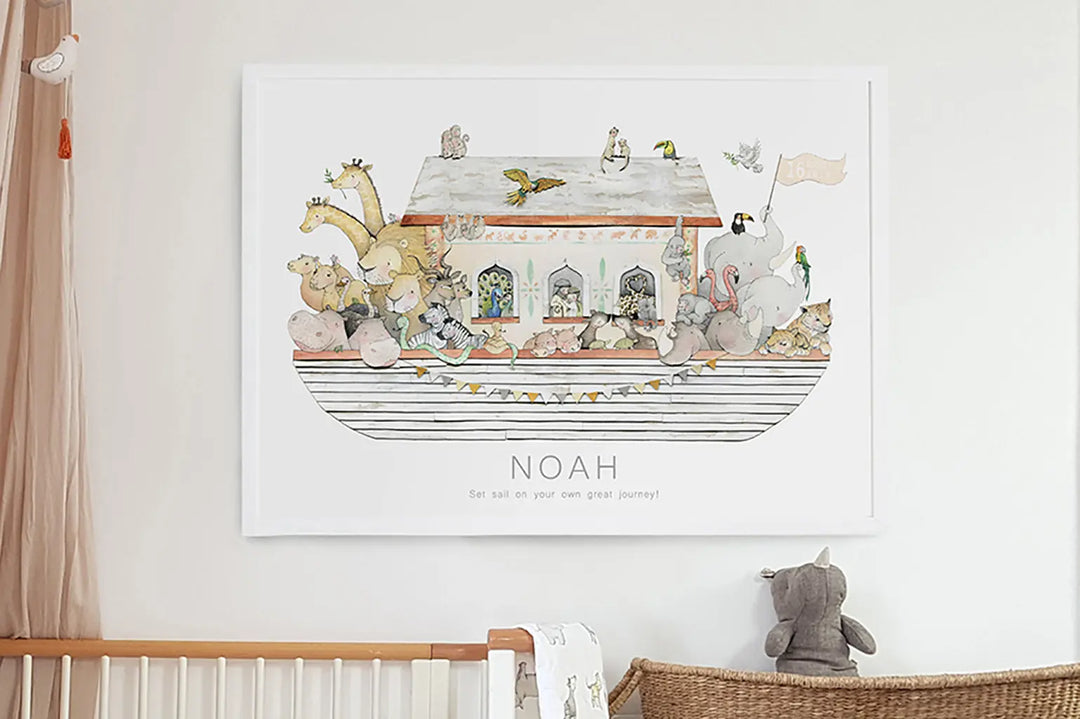 Picture "Noah's ark children" XL-Nursery art-Daisy & Bump-Blue Almonds-London-South Kensington